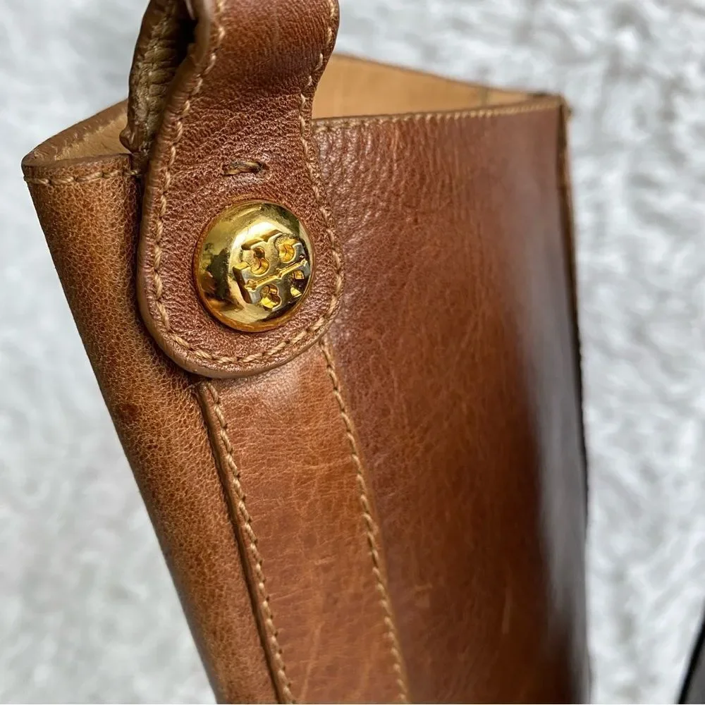 Tory Burch Brown Leather Platform Heels Boots with Ankle Straps Size 8 - Picture 11 of 11